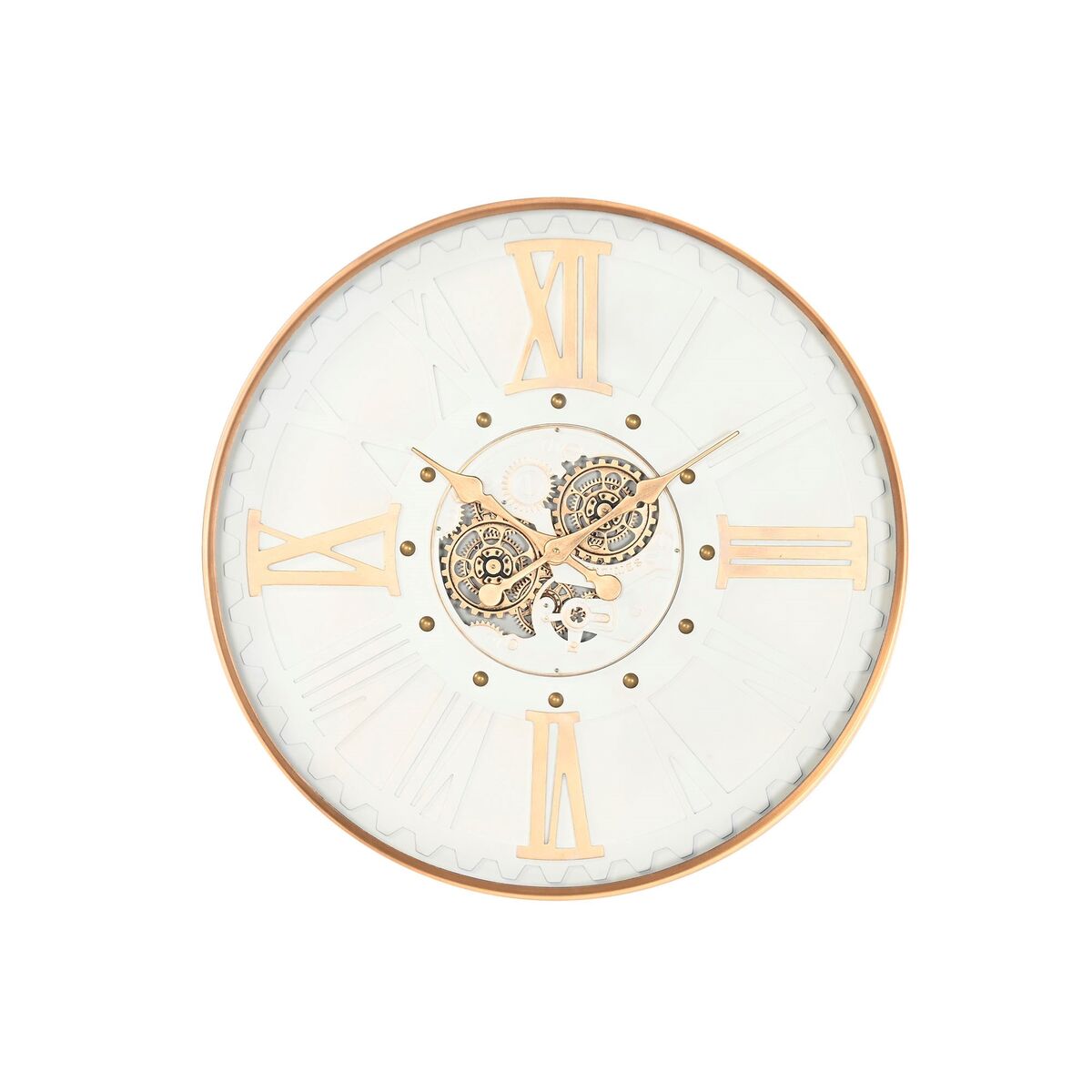 S3062404_0 Wanduhr Weiß Gold Metall Kristall von Home ESPRIT, modernes Design, 80 x 8 x 80 cm, stilvolles Wohnaccessoire