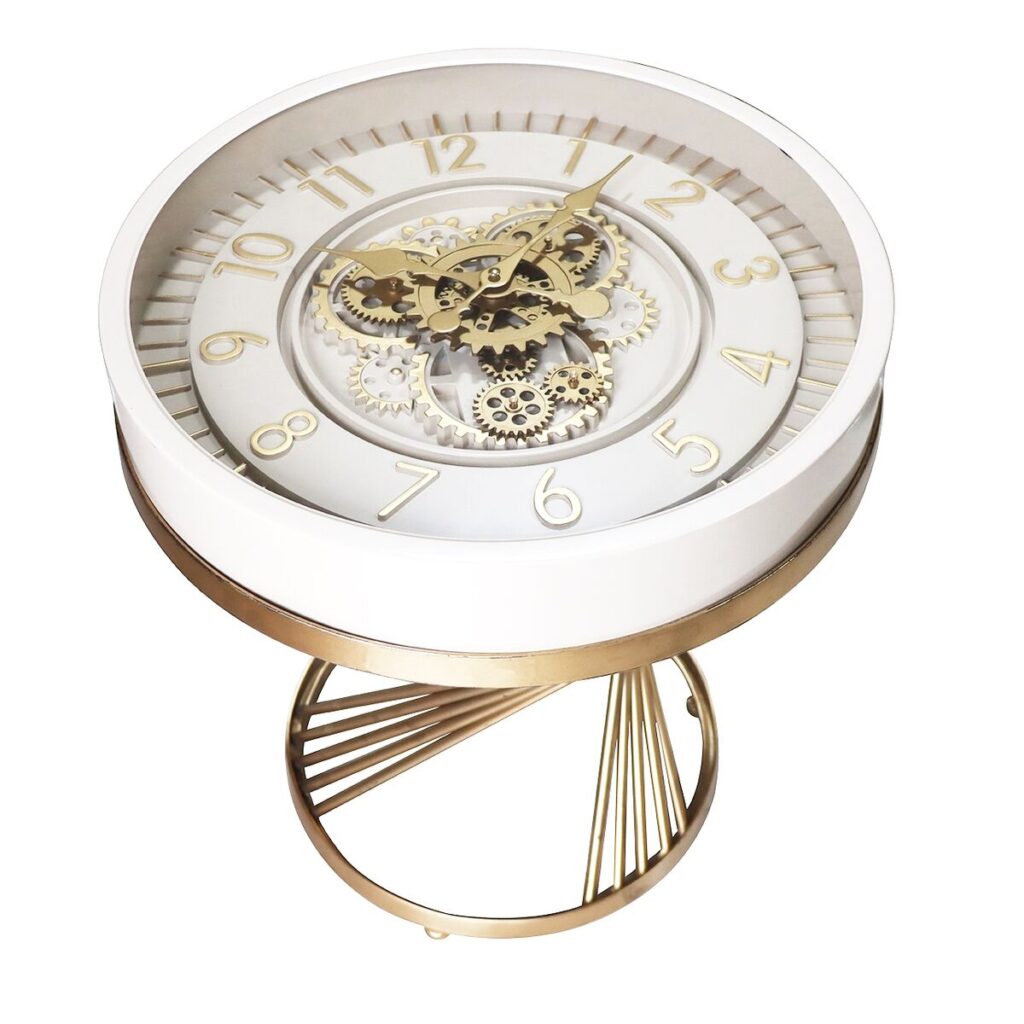 Beistelltisch Weiß Gold Home ESPRIT, elegantes Design aus Metall und Kristall, Maße 50 x 50 x 51 cm.