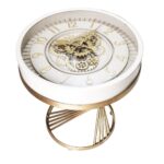 Beistelltisch Weiß Gold Home ESPRIT, elegantes Design aus Metall und Kristall, Maße 50 x 50 x 51 cm.