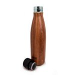 Thermosflasche Holz 500 ml von Vin Bouquet – elegante Edelstahlflasche mit Holzoptik für heiße und kalte Getränke.