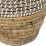 Vase Seegras Alexandra House Living in Türkis und Natur, 21 x 21 x 30 cm, aus hochwertigem Seegras gefertigt.