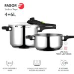 Schnellkochtopf Set Edelstahl Fagor - 2 Stücke, 4L und 6L, ideal für schnelles und energiesparendes Kochen.