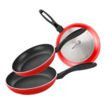 Pfannen-Set 3-tlg. Aluminium mit Bakelitgriff von Fagor, geeignet für alle Herdarten, inklusive Induktion.