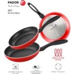 Pfannen-Set 3-tlg. Aluminium mit Bakelitgriff von Fagor, geeignet für alle Herdarten, inklusive Induktion.