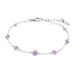 Elegantes Damen-Armband von Lotus Style aus Edelstahl mit pinken Zirkonia-Steinen, ideal für jeden Anlass.