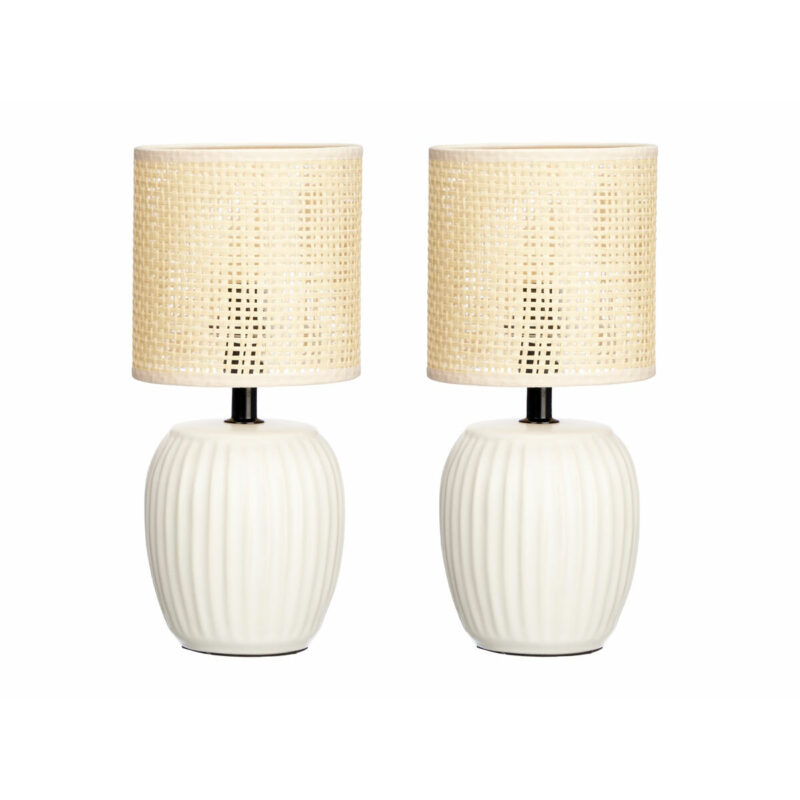 Tischlampen Weiß Gift Decor im 2er Set, stilvolle und moderne Tischbeleuchtung für jedes Zuhause.