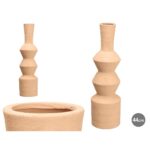 Vase Braun aus Keramik im geometrischen Design, ideal für stilvolle Wohnräume.