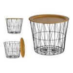 Beistelltisch Schwarz Gold Gift Decor – elegantes Design aus Metall mit goldenen Akzenten, ideal für moderne Wohnräume.