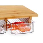 Schneidebrett Braun Durchsichtig Natur Kinvara aus Bambus mit 3 Fächern, ideal für die moderne Küche.