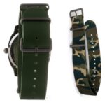 Folli Follie Herrenuhr mit grünem Lederarmband und silberfarbenem Edelstahlgehäuse, Ø 40 mm