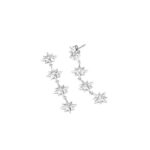 Elegante Damen Ohrhänger Radiant Silber aus Edelstahl mit funkelnden Zirkonia-Kristallen und gestuften Stern-Motiven.