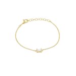 Damen-Armband Radiant Gold Edelstahl mit Solitär-Zirkonia, elegantes und minimalistisches Design.