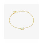 Damen-Armband Radiant Gold Edelstahl mit Solitär-Zirkonia, elegantes und minimalistisches Design.