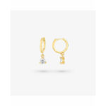 Elegante Damen Ohrringe Radiant Gold aus Edelstahl mit Zirkonia-Anhänger, perfekt für jeden Anlass.