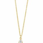 Damen Halskette Radiant Gold aus Edelstahl mit Solitär-Zirkonia, elegantes Design, ideal für jeden Anlass.