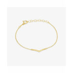 Elegantes Damen-Armband Radiant aus goldfarbenem Edelstahl mit V-förmigem Barren, ideal für stilvolle Looks.