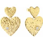 Elegante Damen Ohrringe Radiant Gold aus Edelstahl mit tropfenförmigem Zirkonia-Kristall, perfektes Accessoire für jeden Anlass.