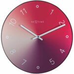 Wanduhr Rot Nextime - elegante und leise Wanduhr mit rotem Gehäuse, 40 cm Durchmesser.