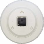 Wanduhr Weiß Nextime – elegante und leise Wanduhr mit braunem Gehäuse und weißer Krone, 30 cm Durchmesser.