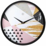 Bunte Wanduhr Nextime mit schwarzem Gehäuse und leiser Mechanik, ideal für moderne Wohnräume.