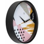 Bunte Wanduhr Nextime mit schwarzem Gehäuse und leiser Mechanik, ideal für moderne Wohnräume.