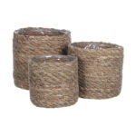 Dekokorb Braun Mica Decorations – 3-teiliges Set aus robustem Kunststoff in stilvollem Braun für vielseitige Anwendungen.