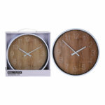 Wanduhr Holz Segnale (25 cm) in Braun und Silber, rundes Design, ideal für jede Wand.