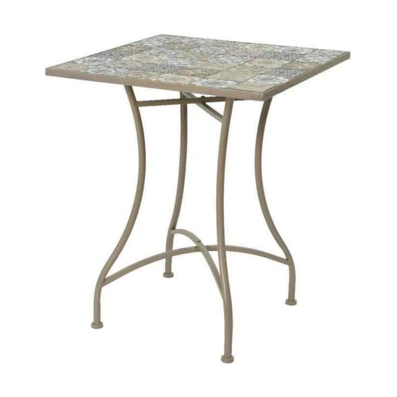 Beistelltisch Braun BigBuy Garden aus Metall, ideal für Garten und Terrasse, Maße 58 x 58 x 72 cm, karrierte Form.