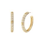 Elegante Damen Ohrringe von Michael Kors aus vergoldetem 925er Silber mit Zirkonia-Kristallen und MK-Logo.