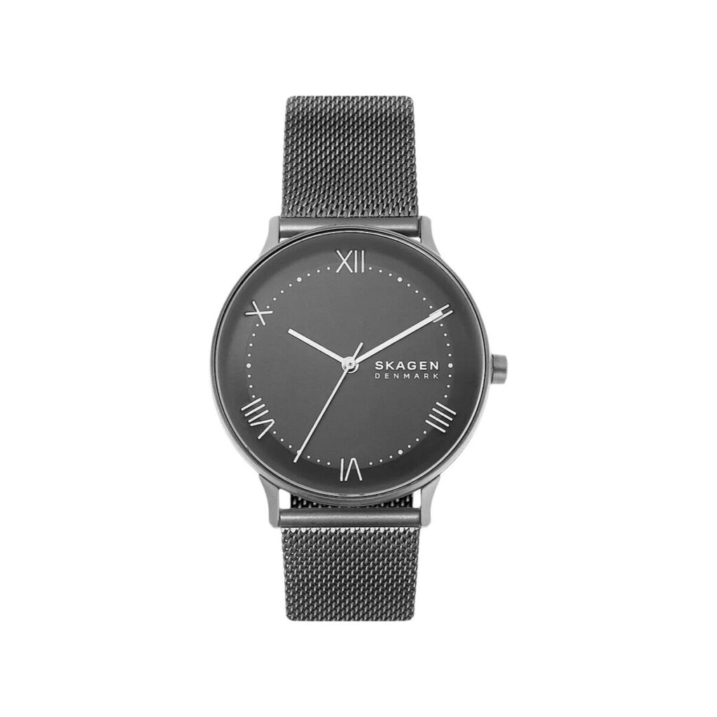 Skagen Herrenuhr (40 mm) in elegantem grauen Edelstahl-Design mit Quarzwerk und mineralischem Kristall.