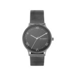 Skagen Herrenuhr (40 mm) in elegantem grauen Edelstahl-Design mit Quarzwerk und mineralischem Kristall.