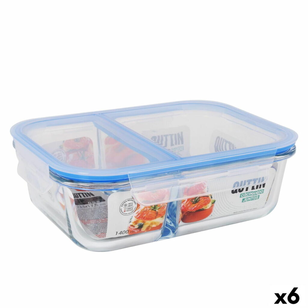 Lunchbox-Set Hermetisch von Quttin mit 2 Fächern und 1,4 L Kapazität, ideal für die Aufbewahrung von Lebensmitteln.