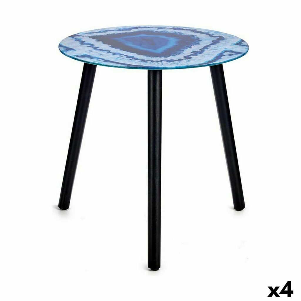 Beistelltisch Blau Schwarz Marmor von Gift Decor, elegantes Design, 4 Stück, ideal für moderne Wohnräume.