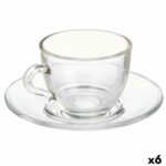 6-teiliges Tassen-Set mit Untertassen aus transparentem Glas, ideal für Kaffee und Tee, 85 ml.