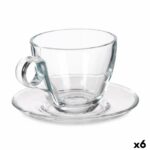 Tasse mit Untertasse Durchsichtig Glas Vivalto im 6er Set, ideal für Kaffee und Tee, elegantes Design