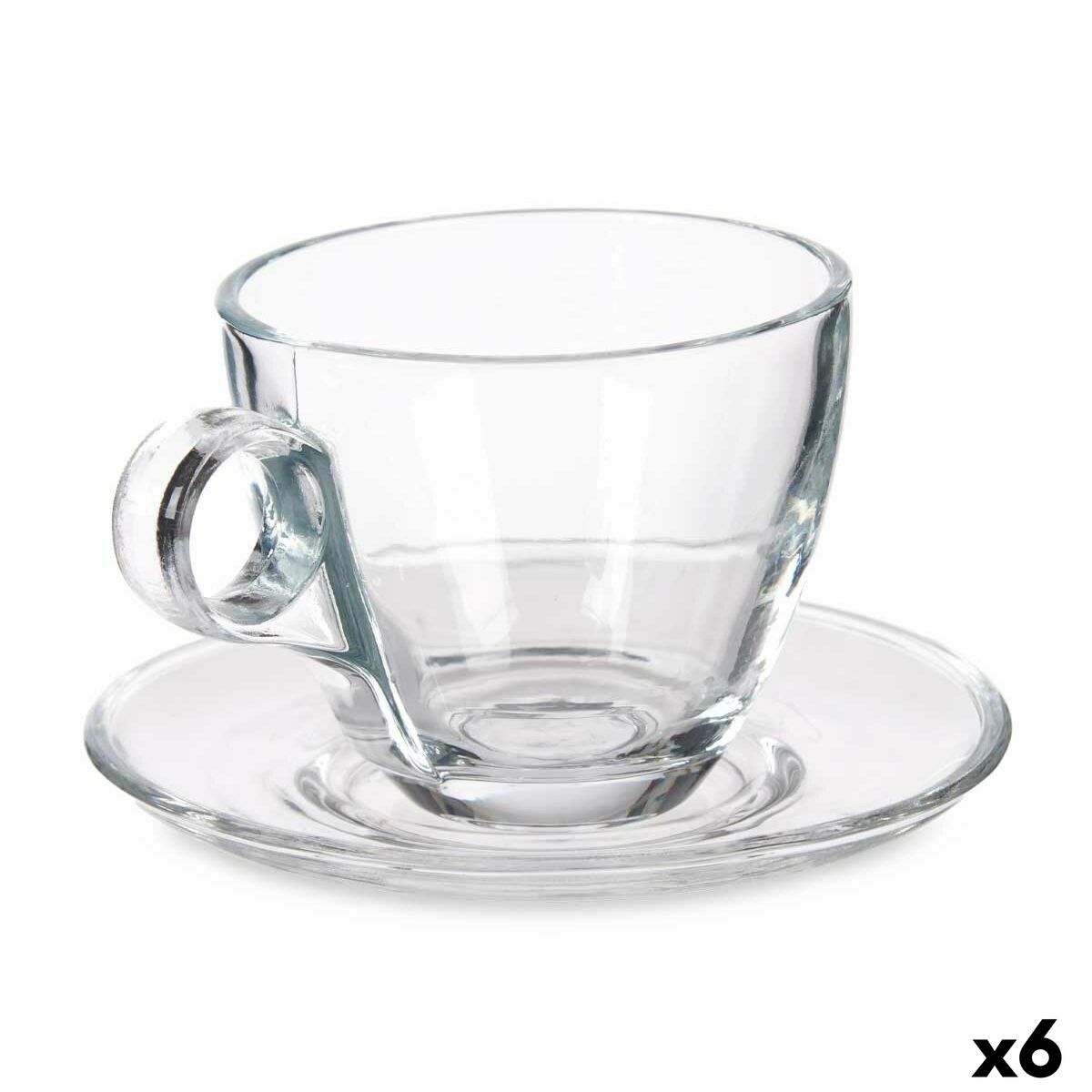 S3630105_0 Tasse mit Untertasse Durchsichtig Glas Vivalto im 6er Set, ideal für Kaffee und Tee, elegantes Design
