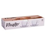 Tasse mit Untertasse Durchsichtig Glas Vivalto im 6er Set, ideal für Kaffee und Tee, elegantes Design