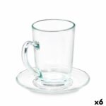 6-teiliges Tassen-Set mit Untertassen aus transparentem Glas, ideal für Kaffee und Tee, 200 ml Kapazität.