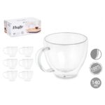 Set von 6 transparenten Tassen aus Borosilikatglas Vivalto für Kaffee und Tee, elegant und funktional.