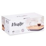 Set von 6 transparenten Tassen aus Borosilikatglas Vivalto für Kaffee und Tee, elegant und funktional.