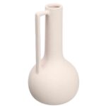 Elegante Vase Weiß aus Keramik von Gift Decor, 18 x 34,5 x 18 cm, ideal für Blumen und Dekoration.