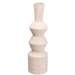 Elegante geometrische Vase Weiß aus Keramik, 60 cm hoch, ideal für Blumenarrangements.