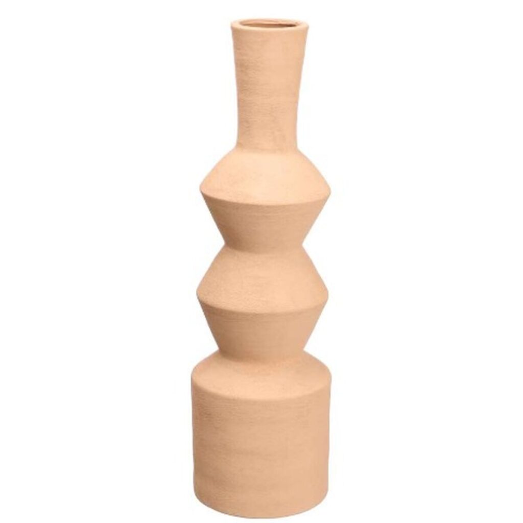 Vase Braun aus Keramik im geometrischen Design, ideal für stilvolle Wohnräume.