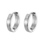 Elegante Damen Ohrringe Lotus Style aus poliertem Edelstahl in Silberoptik, perfekte Creolen für jeden Anlass.