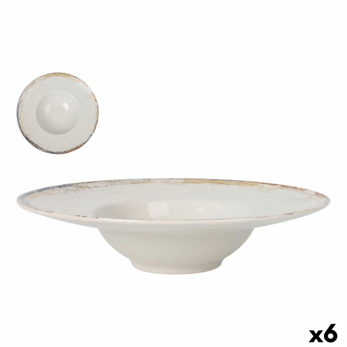 S2237336_0 Nudelteller Weiß, 6-teilig von La Mediterránea, Ø 28 cm, stilvolles Geschirr für Pasta und Salate.