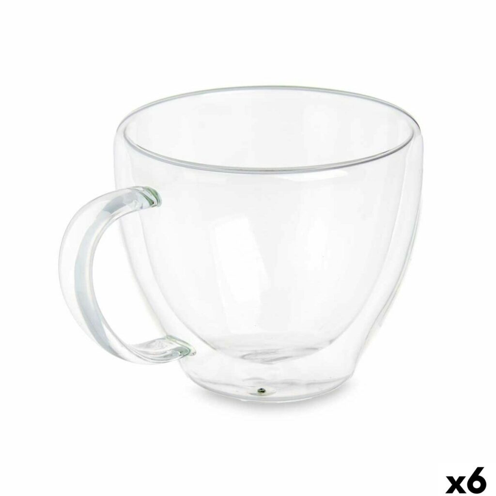 Set von 6 transparenten Tassen aus Borosilikatglas Vivalto für Kaffee und Tee, elegant und funktional.