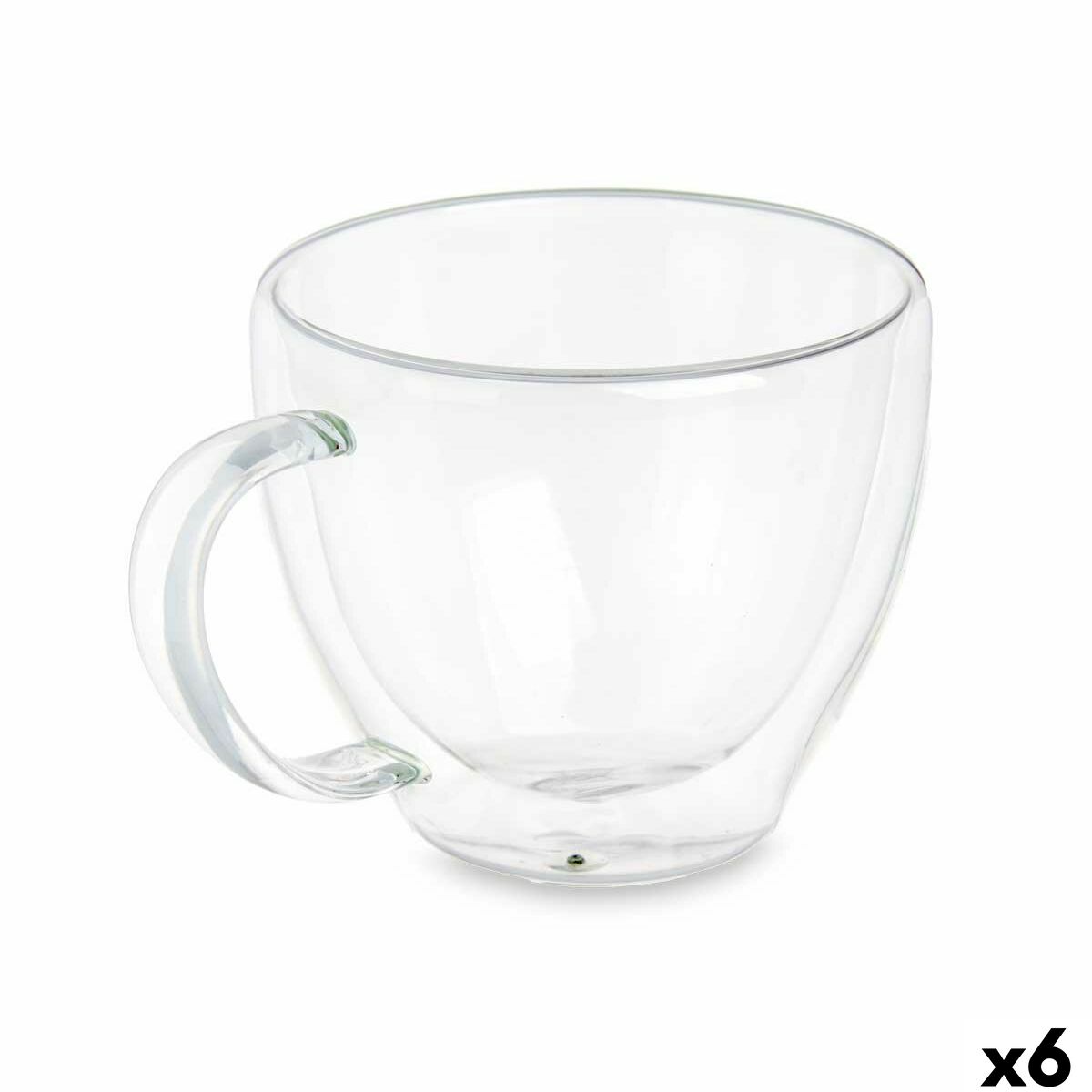S3633321_0 Set von 6 transparenten Tassen aus Borosilikatglas Vivalto für Kaffee und Tee, elegant und funktional.