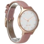 Elegante Damenuhr Nine West mit rosa Lederarmband und goldenen Gehäuse, Ø 34 mm, spritzwasserbeständig.