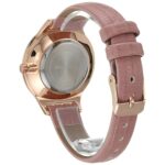 Elegante Damenuhr Nine West mit rosa Lederarmband und goldenen Gehäuse, Ø 34 mm, spritzwasserbeständig.