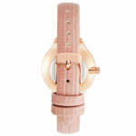 Elegante Damenuhr Nine West mit rosa Lederarmband und goldenen Gehäuse, Ø 34 mm, spritzwasserbeständig.